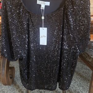 NWT Lilly Pulitzer Cressida Black Sequin Knit Top